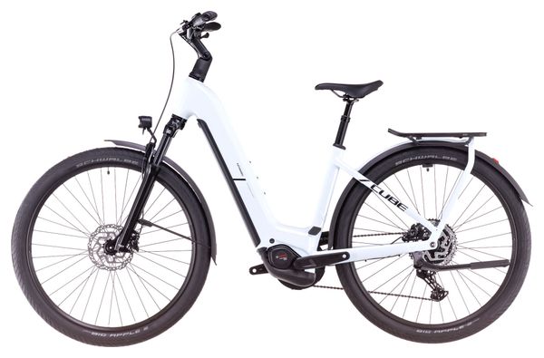 VTC Électrique Cube Kathmandu Hybrid One 800 Easy Entry Shimano Cues 10V 800 Wh 700 mm Blanc Bleu Polar 2025