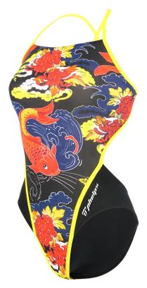 Michael Phelps Koi Open Back Women's 1-Piece Swimsuit Black