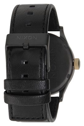 Montre Nixon Sentry Noir Matte / Or / Bracelet Cuir 