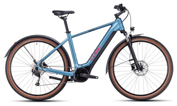 Cube Nuride Hybrid Performance 500 Allroad Elektrische Hybride Fiets Shimano Alivio 9S 500 Wh 29'' Metaal Blauw 2023