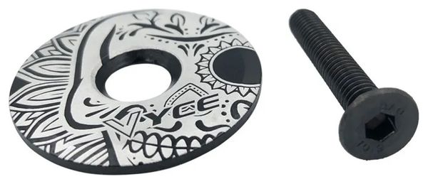 Bouchon de potence en alliage d'aluminium ultra-léger - Blanc à motifs skull