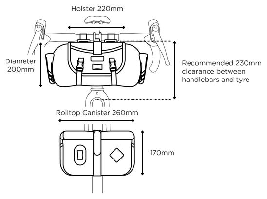 Sacoches de Guidon Restrap Holster Bar Bag Plus 18L (14+4L) Noir