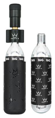 Peaty's Holeshot Road/Kit Ghiaia Gonfiatore CO2 Nero + 2 Cartucce CO2 (16g)