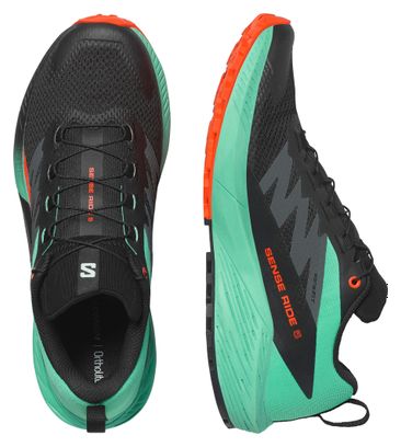 Chaussures de Trail Salomon Sense Ride 5 Noir/Vert/Rouge