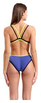Maillot de Bain Arena One Double Cross Back Bleu/Vert/Noir Femme