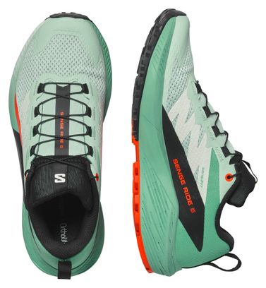 Chaussures de Trail Femme Salomon Sense Ride 5 Vert/Rouge