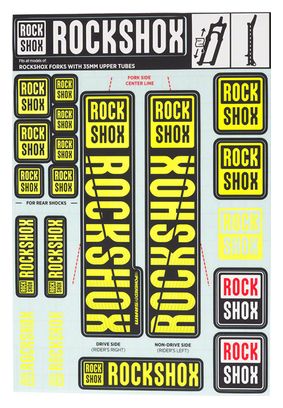 Kit Stickers Rockshox pour Fourche 35 mm Jaune