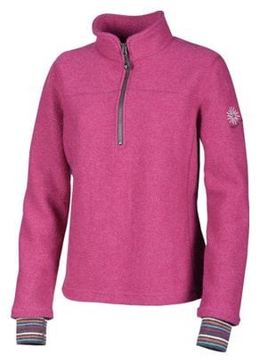 Pull en laine Ivanhoe pour femme Dina Demi-Zip Fuchsia Rouge-rose