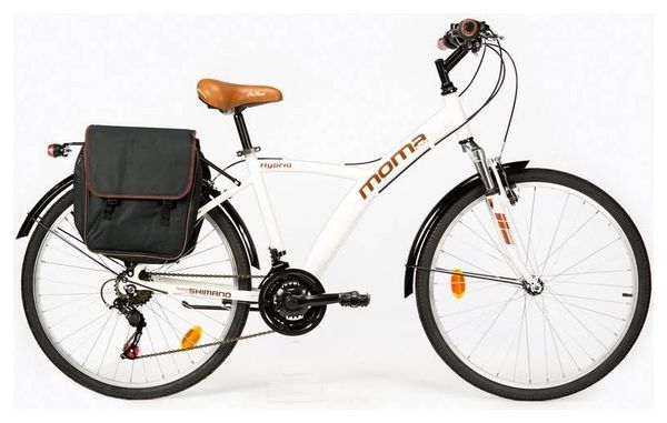 Moma Bikes Bicicleta Trekking / Paseo SHIMANO HYBRID 28', Alu, 18V, Susp. Delant.