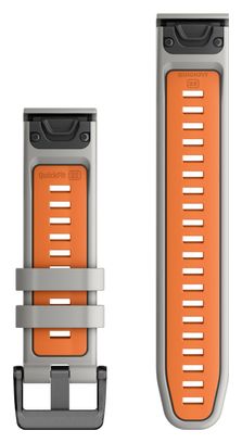 Bracelet de Montre Garmin QuickFit 22 mm Silicone Gris Fog Orange Ember