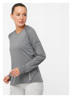 T-Shirt Technique Manches Longues Salomon Cross Run Gris Femme
