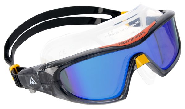 Aquasphere Vista Pro Zwemmasker Zwart - Blauwe Spiegelende Lenzen