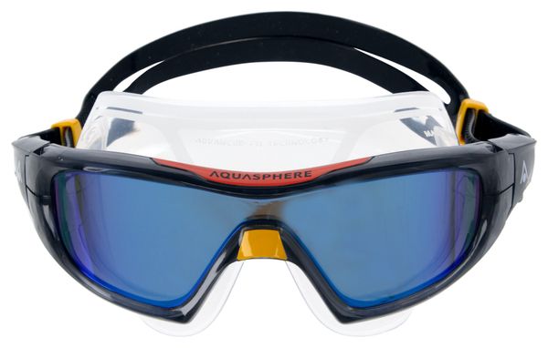 Aquasphere Vista Pro Zwemmasker Zwart - Blauwe Spiegelende Lenzen