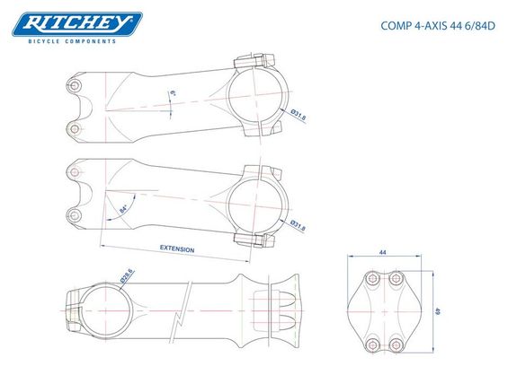 Potence Ritchey Comp 4 Axis +/- 6° Noir