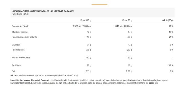 Boîte Soft Protein Bar (12x55g) - Barebells - Chocolat Caramel - Barres Protéinées