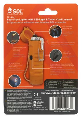 Gasfreies Feuerzeug SOL Fire Lite Orange