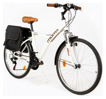 Moma Bikes Bicicleta Trekking / Paseo SHIMANO HYBRID 26', Alu, 18V, Susp. Delant.