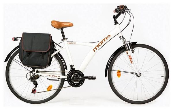 Moma Bikes Bicicleta Trekking / Paseo SHIMANO HYBRID 26', Alu, 18V, Susp. Delant.