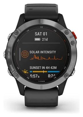 Garmin fenix 6 Solar GPS Watch Silver with Black Band