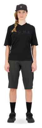 Damen Mons Royale Redwood Merino VT Kurzarmtrikot Schwarz