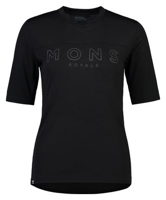 Damen Mons Royale Redwood Merino VT Kurzarmtrikot Schwarz