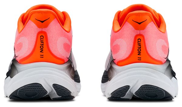 Hoka Clifton 11 Laufschuhe, Wide Fit, Weiß/Orange, Herren