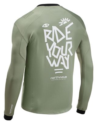 Maglia a maniche lunghe Northwave Sharp verde/bianca da uomo