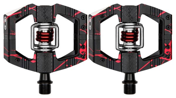 Paire de Pédales Automatiques avec Cages Crankbrothers Mallet E LS Édition Limitée Rouge Splatter