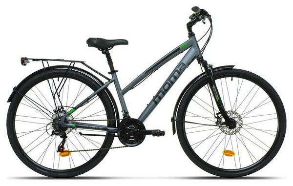 VTC Femme Moma Bikes Trekking Pro 28'' Shimano 21V Gris