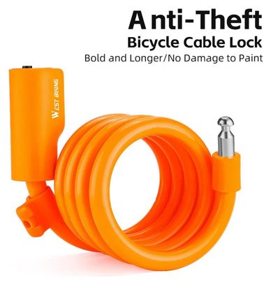 Antivol de Vélo  Câble Acier Antivol Extensible 115cm - orange