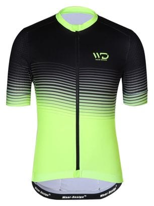 Maillot de vélo manches courtes homme WAVE jaune/noir