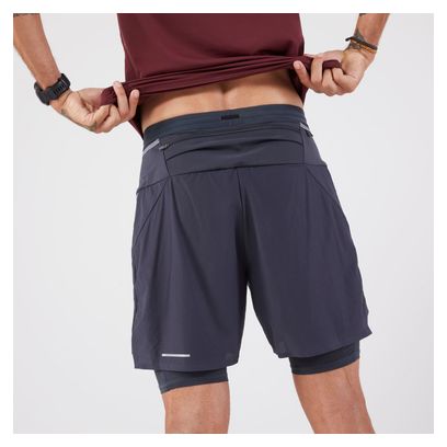 Kiprun Run Ultra 900 Grey 2-in-1 Trail Shorts