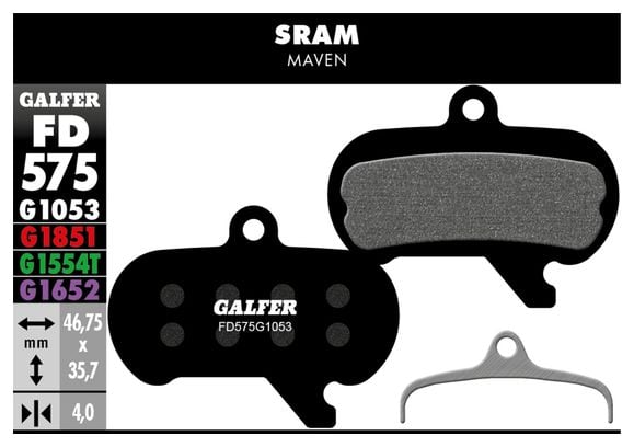 Galfer FD575 G1053 Pastillas de freno semimetálicas de alto rendimiento para frenos de disco Sram Maven