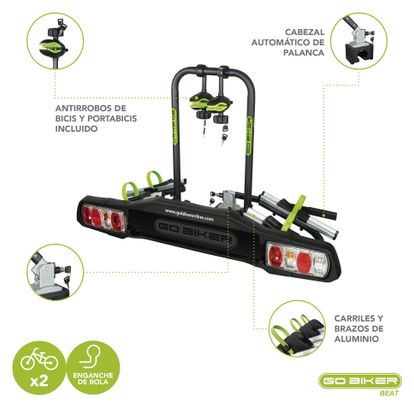 BEAT P01GB0007 Porte-Vélos. 2 vélos. Pliant et basculant. Poids max. 30 Kg. Avec antivol vélo et porte-vélos