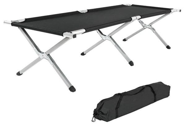 Lit de camp pliable XL 190cm + housse noir