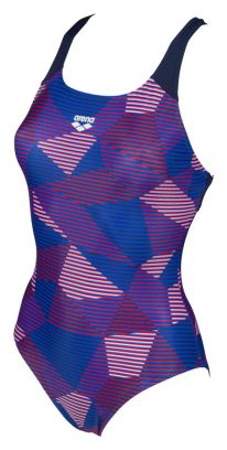 Women's Arena Striped Geo Pro One-Piece Swimsuit Blue/Purple