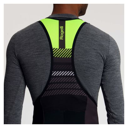 Cuissard Long à Bretelles avec Chamois Vélo Rogelli Stryde Homme Noir/Jaune Fluo