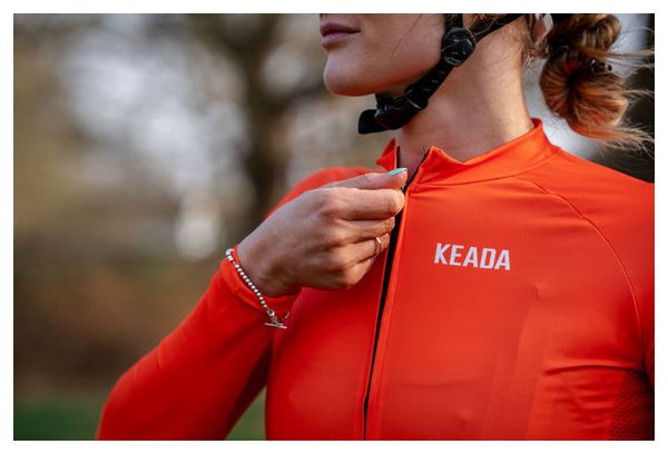 Maillot de cyclisme femme essentiel à manches longues - Orange