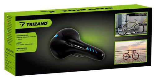 Selle de vélo confort avec feu arrière - LED - Noir/Bleu