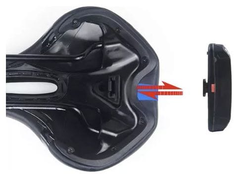 Selle de vélo confort avec feu arrière - LED - Noir/Bleu