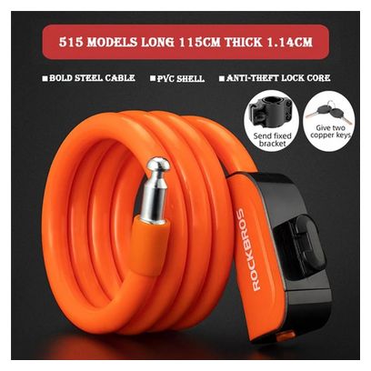 Antivol de Vélo ROCKBROS enroulable en Acier - orange