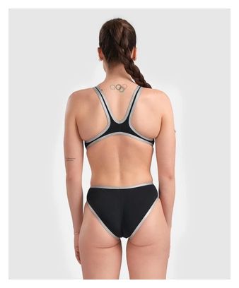 Traje de baño Arena One Big Logo Mujer Negro Plata
