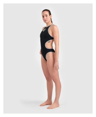 Einteiliger Badeanzug für Frauen von Arena One Big Logo Schwarz Silber