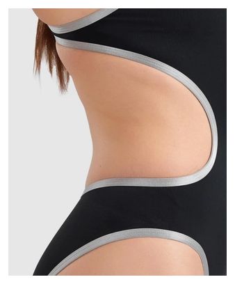 Traje de baño Arena One Big Logo Mujer Negro Plata