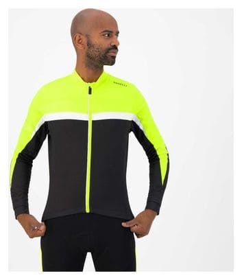 Maillot Manches Longues Velo Rogelli Course - Homme - Noir/Jaune fluo/Blanc