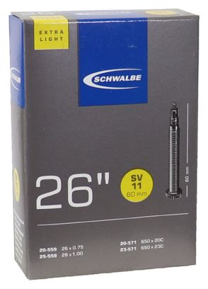 CHAMBRE A AIR VELO 650 x 20-25 SCHWALBE EXTRA LIGHT 60mm VALVE PRESTA (SV11)