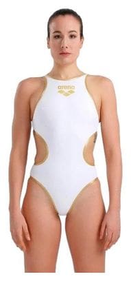 Arena One Big Logo Women's 1-Piece Swimsuit White Gold