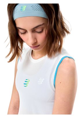 Camiseta sin mangas Compressport Trail Racing blanca para mujer
