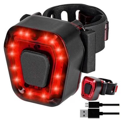 Feu arrière de vélo Rouge 14 LEDs - Rechargeable par USB - Etanche