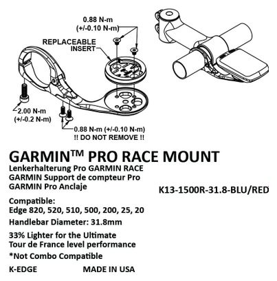 Support K-EDGE Garmin Race 31.8mm Black / Gray